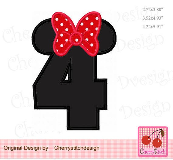 Number 4 Mouse ears number 4 Minnie Birthday Machine