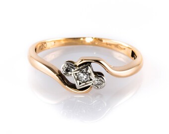 Vintage 9ct Gold And Platinum Diamond Engagement Ring