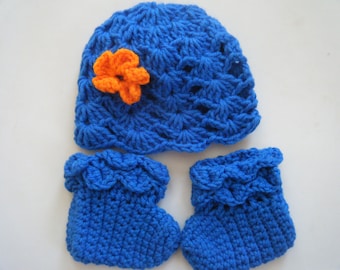 Baby booties and hat set