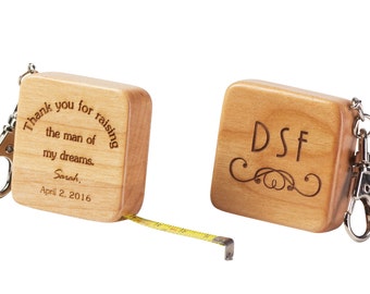 Custom Tape Measure Key Chain, Personalized Tape Measure Key Chain,Tape Measure Key Chain Engraved with your Logo,Custom Wooden Tape Measure