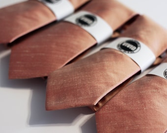 Rose Gold Neck Tie ( Copper Rose Gold / Rosewood ) - Raw Silk Ties - Rose Gold Wedding Neck Ties - Groomsmen Ties