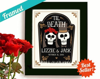 Unique Engagement Gifts and Wedding Gift Personalized Day of the Dead Halloween Wedding for Couples Dia de los Muertos Goth Couple