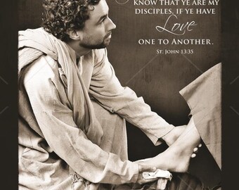 Religious Art, Christian Art, Love One Another, Jesus Christ Art Digital Download, Christmas Gift, Home Decor, John 13:35, Printable JPEG