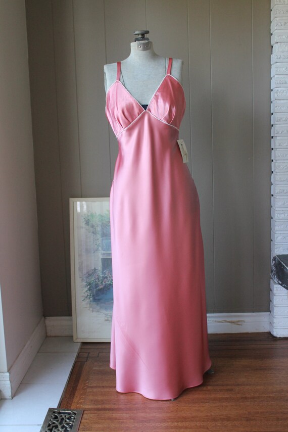30s Style Jean Harlow Bias Cut Long Gown Coral Lingerie Silken