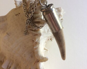 Naturally Shed Deer Antler and Bullet Shell Necklace