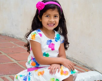 Aramilore Dress / Baby and Toddler Dress / Multi Color Girls Outfit / Bright Girls Dress with Splash of Color / Colorful Kids Dress