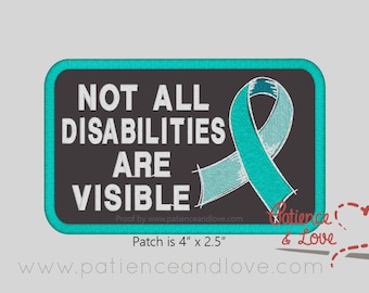 1 Patch, Sew-on, 4 x 2.5", Not all disabilities are visible ribbon