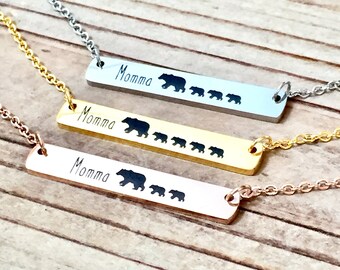 MAMA Bear Necklace, MOTHER'S DAY Gift, Mom Necklace Horizontal Bar Necklace, Mothers Day Jewelry, Gift for Mom, New Mom Gift, Newborn Gift