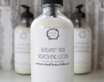 Bergamot Rose Nourishing Lotion - Bergamot Rose Lotion - Rose Lotion - Handmade Lotion - Vegan Lotion - Hand and Body Lotion - Hand Lotion