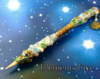 Wand, Crystal Wand, Wicca Wand, Druid Wand, Magic Wand, Handmade Wand, Ocean Wand, Clay and Crystal Wand, Water Witch Wand, Beautiful Wand