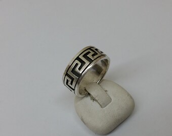 Ring Silver 925 meander pattern vintage SR663