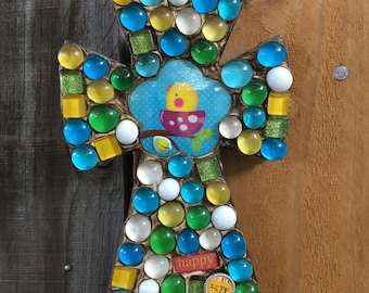 Little Birdie Nest mosaic cross