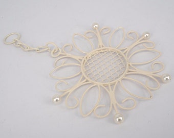 Beige Hanging Display With Pearl Accent