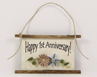 Happy 1st Anniversary Paper Quilled Magnet 523, Husband and Wife Gift, Kitchen Decor, Anniversary Ornament, 3D Paper Quilling, Couples Gift