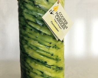 7" Tall Cucumber Scented Oval Pillar Candle - Green, Chartreuse