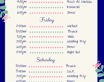 Wedding Itinerary 5x7 Template