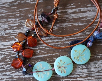 Boho Jewelry - Bohemian Eclectic Jewelry - Rustic - Shabby Chic - Bead Soup Jewelry - Sea Green - Dragonfly Jewelry