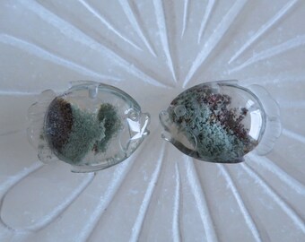 10g Total - Set of 2 Lodolite Fish / Garden Quartz Fish Pendant / Scenic Quartz Fish - ITEM #187a - Each About 2cm Long