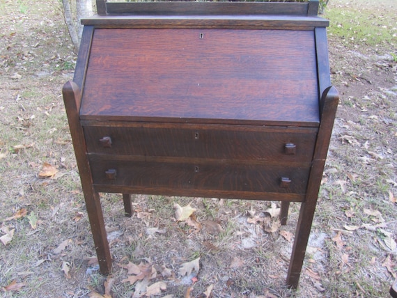 Antique Mission Style Secretary Desk And Chair Slant Top Like this item? - Antique Mission Style Secretary Desk And Chair Slant Top