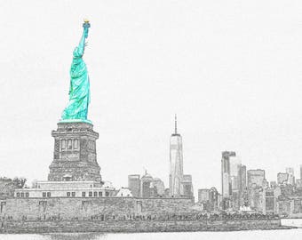New York Statue of Liberty Photo Stencil Notecard 5x7 10's with envelopes