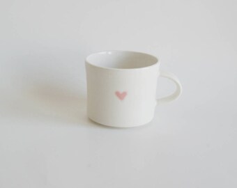 Coffee Lovers Mug Coffee Cup Love Mug Porcelain Cup Handmade Pottery Heart Mug White Mug Heart Mug Tea Mug