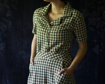 1930's Dress / Vintage Dress / Retro Dress / 1940's Dress / Gingham 1930's / 1920's Dress / Summer Dresses for Women / Summer Dress / Cotton
