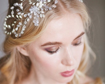 Bridal hair wreath, bridal hair vine, Bridal Halo, Crystal Halo, Wedding Headpiece, Bridal Headpiece, Bridal hair piece, Romantic Halo,