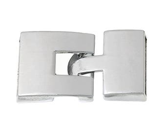 2 Sets Silver End Cap Hook and Eye Clasps for 20mm x 3mm Flat Leather Cord, fcl0259