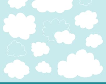 Watercolor Clouds Clipart Digital Clouds Clip Art Baby Shower