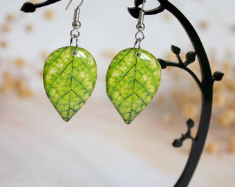 Resin Leaf - Leaf Earring - Leaves Earrings - Print Jewelry - For Nature Lovers - Nature Inspired