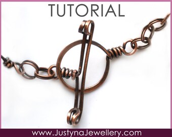 Toggle Clasp Tutorial, Wire Clasp Tutorial, Wire Wrapping Tutorial, Step by Step Jewelry Tutorial, Clasp Instructions, Wire Clasp Pattern