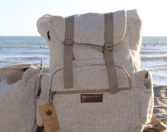Hemp Rucksack Backpack Hemp backpack / Back to school backpack/ book bag/ laptop bag/ School Supplies/ Natural Hand Woven Hemp Fabric