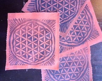 Original linoleum print patches