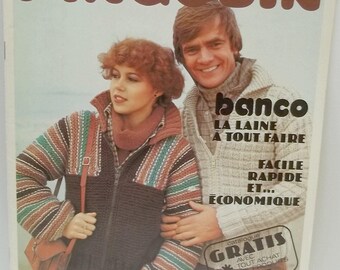 vintage knitting French pattern book by Pingouin,20 pages,men and women,easy patterns,fast end economic,patron facile,rapide et economique