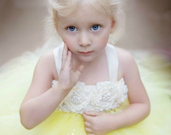 Pale Yellow Flower Girl Dress, Yellow Tutu Dress, Yellow Tulle Dress, Yellow Dress, Yellow Wedding, Yellow, Pale Yellow, Flower Girl Dress