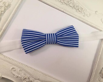 Bow tie "Marin" striped White and blue - child