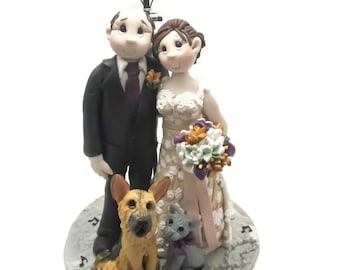 Custom cake topper, Dog Lovers wedding cake topper, Bride and Groom cake topper, Mr and Mrs cake topper, personalized cake topper