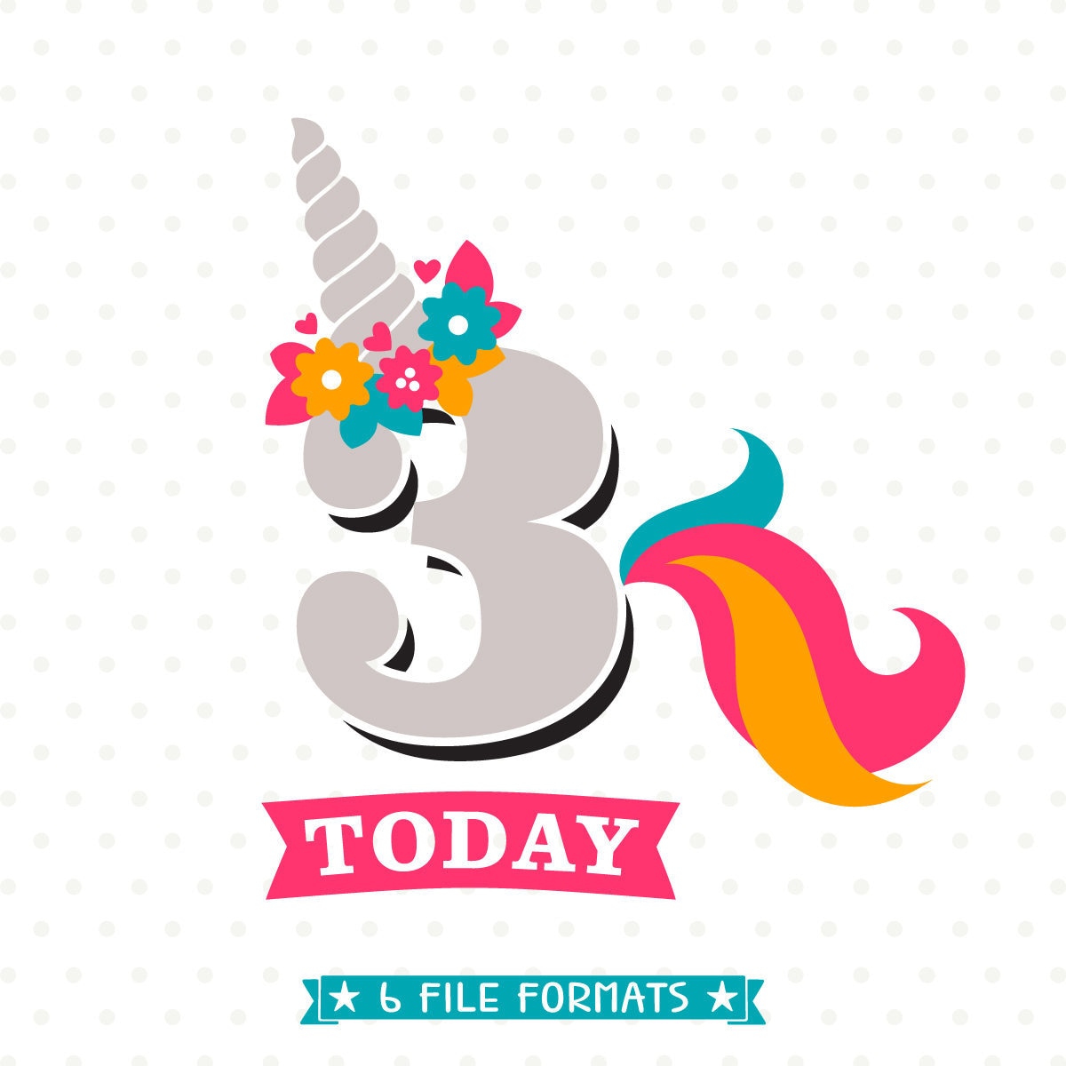 Download 3rd Birthday SVG Unicorn Birthday iron on file 3rd Birthday