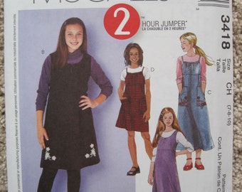 UNCUT McCalls Pattern 3418 Girl's Jumper in Two Lengths