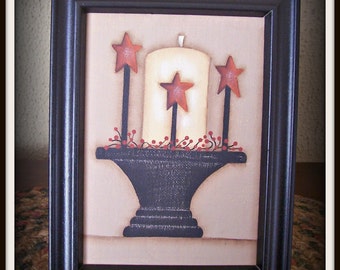 Primitive Candle Star 5 x 7 Framed Canvas Home Decor Picture