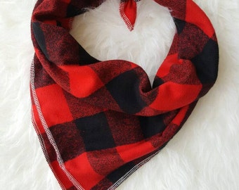 Red and BLACK Buffalo Plaid //Dog Bandana//