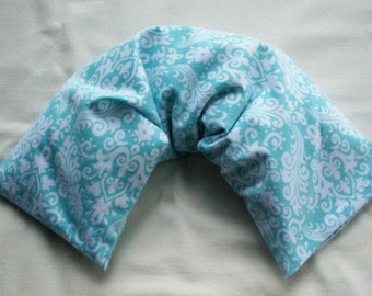 Therapy Pack Rice Bag - Aqua Blue Damask Flannel - Use Hot or Cold