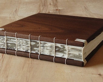 Wood Wedding Guest Book or Vacation Home Cabin Guestbook black walnut wood anniversary book lover gift custom memorial book - ready to ship
