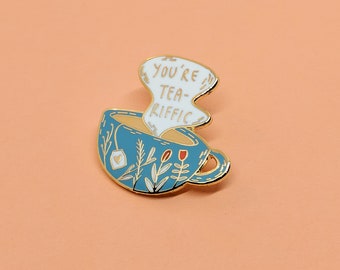 Teariffic Enamel Pin | Hard Enamel, Enamel Pin, Lapel Pin, Flair, Tea Gifts, Gifts for tea lover