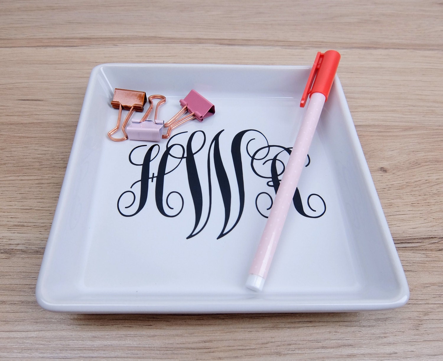 Stoneware Monogram Personalized Catchall Dish Jewelry Holder