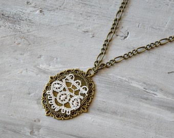 Cotton Anniversary Gift for Her, Second Wedding Anniversary, 2nd Anniversary Gift, Ivory lace Necklace, Girlfriend Gift