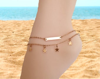 Delicate Star Anklet, Dainty Silver Anklet Bracelet, Gold Ankle Chain, Gold Boho Anklets, Anklets for Women, Summer , Beach, Gift for Her