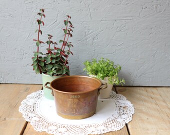 Small Vintage brass planter pot | vintage brass pot | vintage brass planter | midcentury brass planter | midcentury brass planter pot