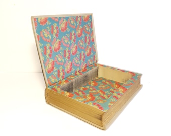 Hollow Book Safe Hawaii Cloth Bound vintage Secret Compartment Keepsake Box Hidden Security Box