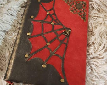 Grimoire Spider Web, leather notebook, handmade